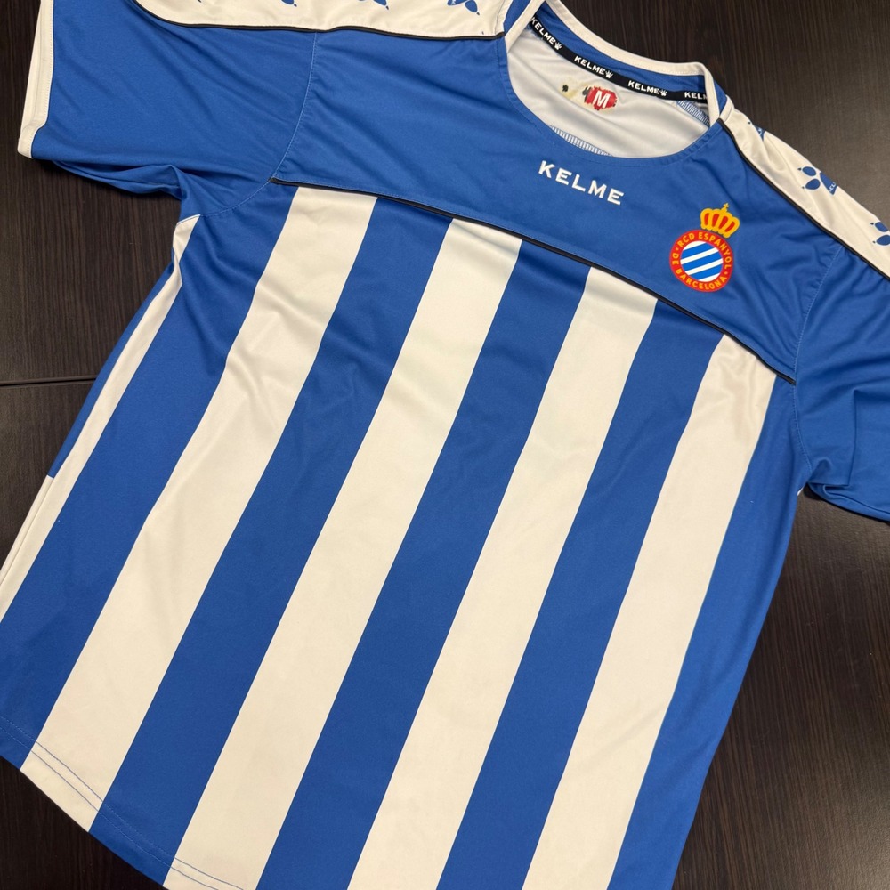 Kelme RCD Espanyol Barcelona Soccer Jersey Mens‎ M Blue White Striped 25